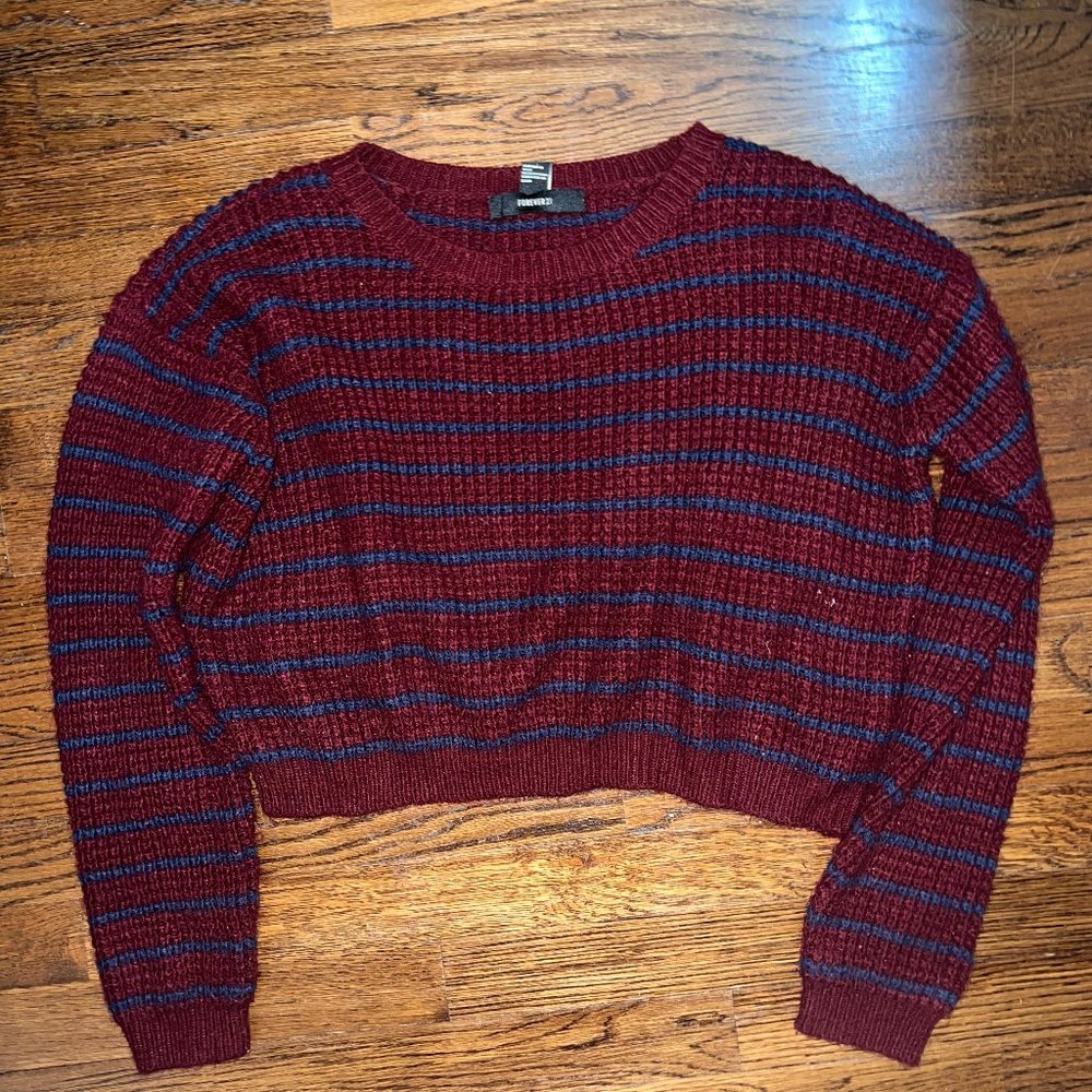 Forever 21 Red and Navy Striped Sweater